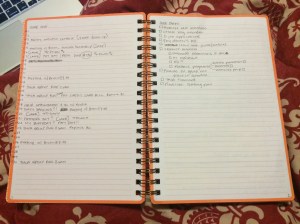 My first two page spread. Monthly calendar and Tasks / Goals page. 